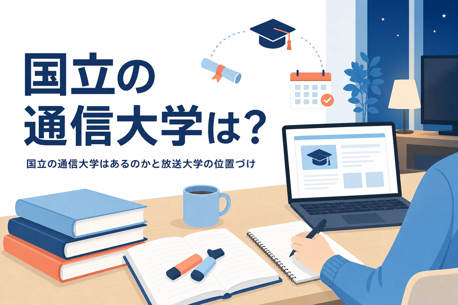 国立の通信大学はあるのか、放送大学の位置づけと学び方を紹介する記事のアイキャッチ