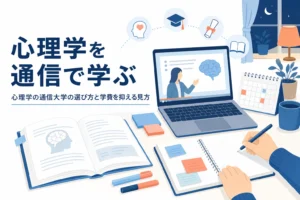 心理学を学べる通信大学の選び方と、学費を総額で比べる見方を紹介する記事のアイキャッチ