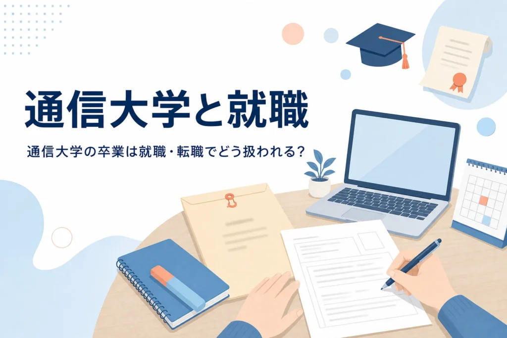 通信大学の卒業が就職・転職でどう扱われるかと、学歴の活かし方を紹介する記事のアイキャッチ
